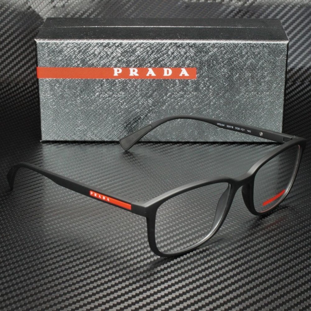 Prada 55mm Black Rubber Eyeglasses - Picture 3 of 4